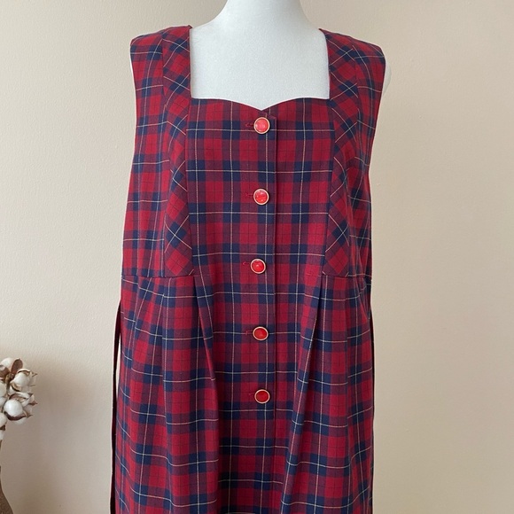 Vintage Plaid Dress with Pockets Red Maternity Sz L/XL - Picture 11 of 13